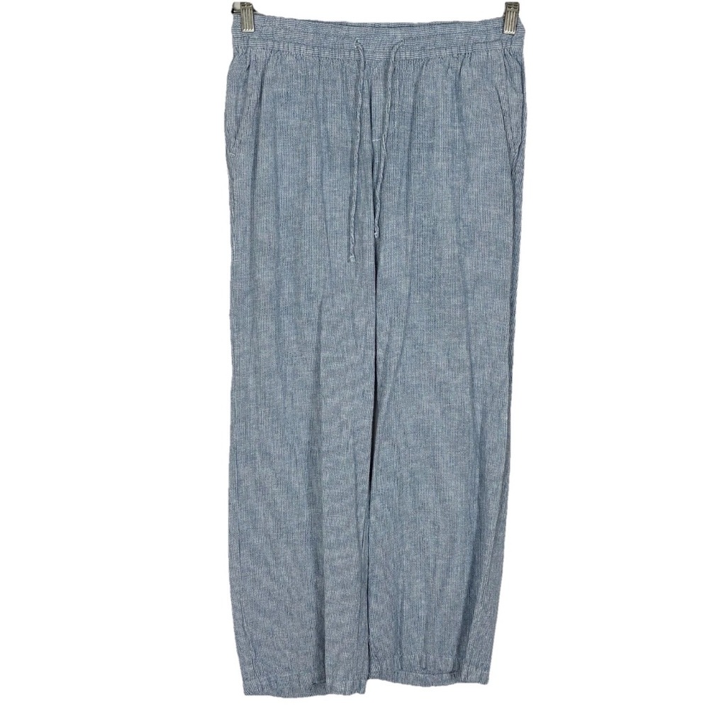 Old Navy Blue White Striped Linen Blend Pants M Nautical Sailor Beachy Summer